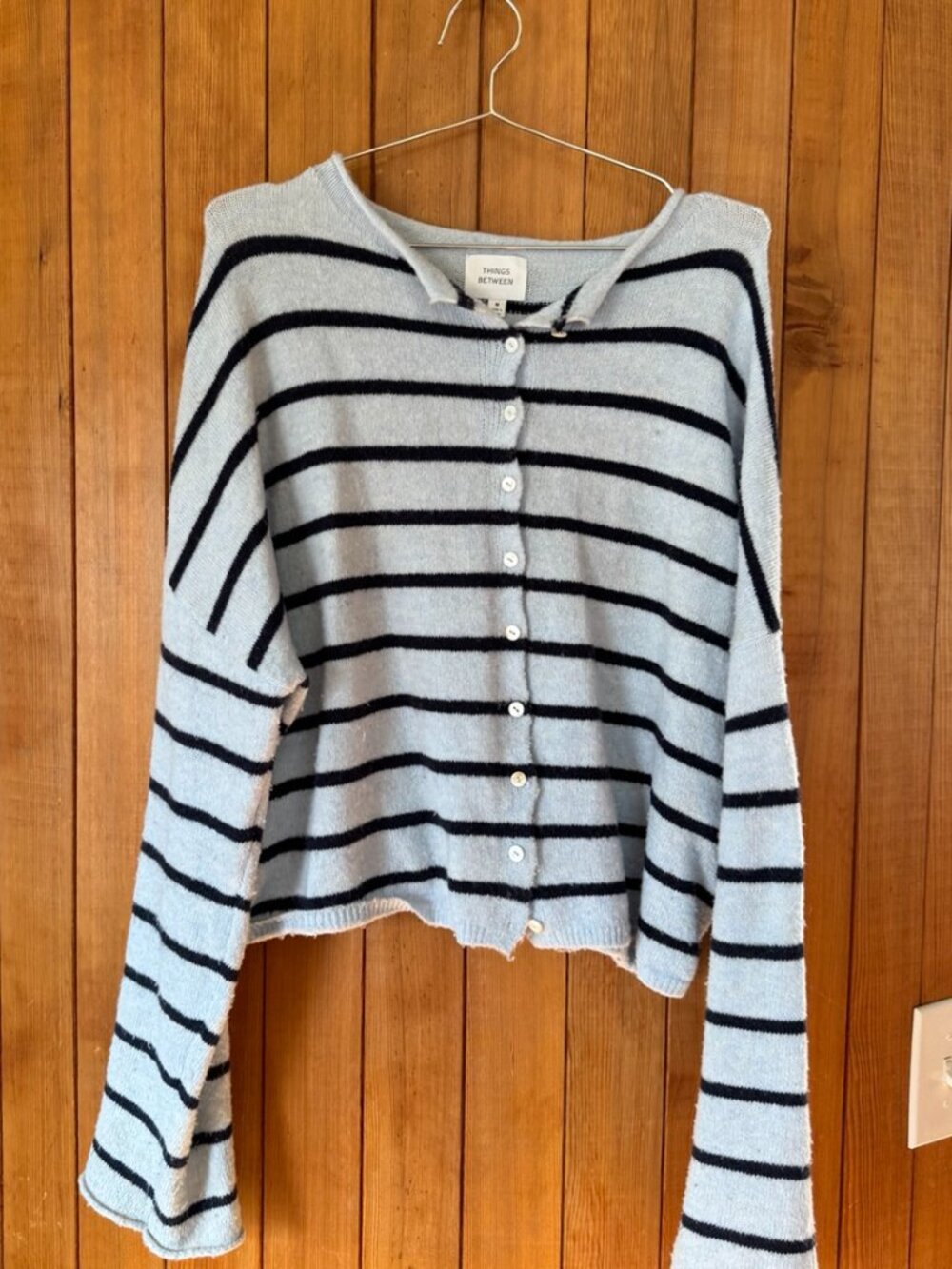 Things Between Baby Blue Navy Striped Piper Cardigan